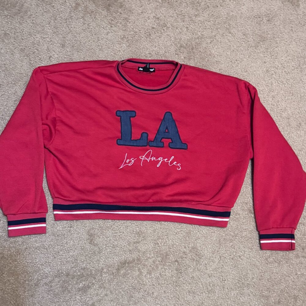 Cropped Sweatshirt-Red-M-Los Angeles